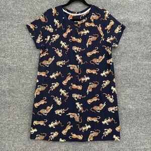 Shady Lady Pajamas Sleep Shirt Womens L Navy Tiger All Over Print Soft Pockets